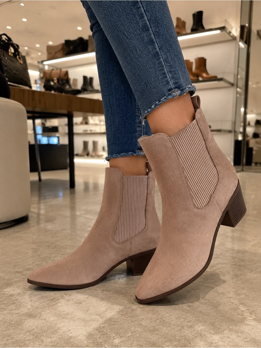 J. Adams Andi nude suede ankle boots